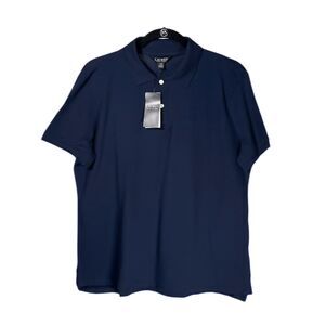 Ralph Lauren Women's Polo Shirt Navy Blue Stretch Short Sleeve Golf Blouse L NWT